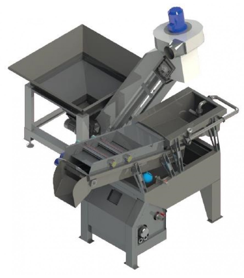 Elevatore a nastro con tramoggia carico olive 400 Kg Elevatore a nastro con tramoggia carico olive 400 Kg