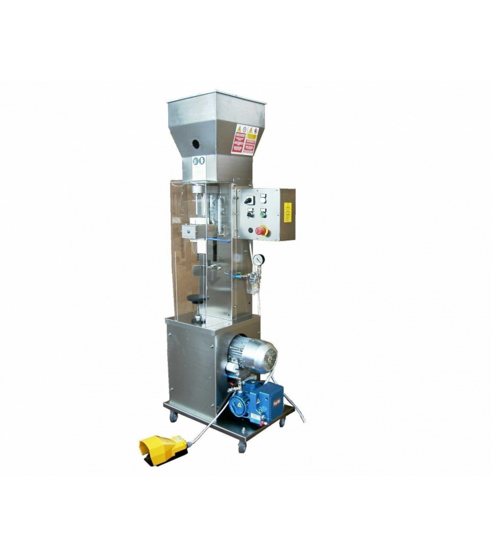 Tappatore per tappi sughero raso semiautomatico con immissione azoto e creazione vuoto in bottiglia Tappatore per tappi sughero raso semiautomatico con immissione azoto e creazione vuoto in bottiglia