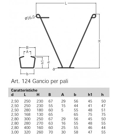 GANCIO PER PALI IN FERRO CON AGGANCIO