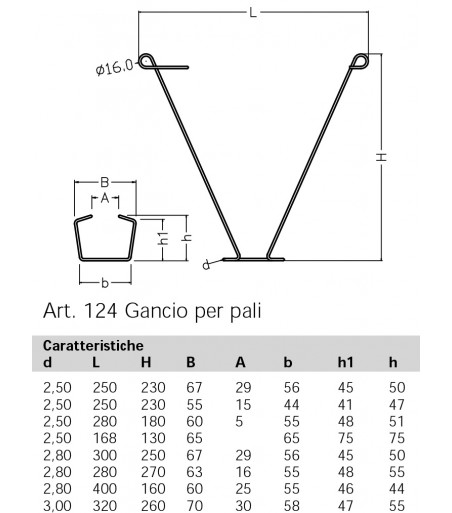 GANCIO PER PALI IN FERRO CON AGGANCIO