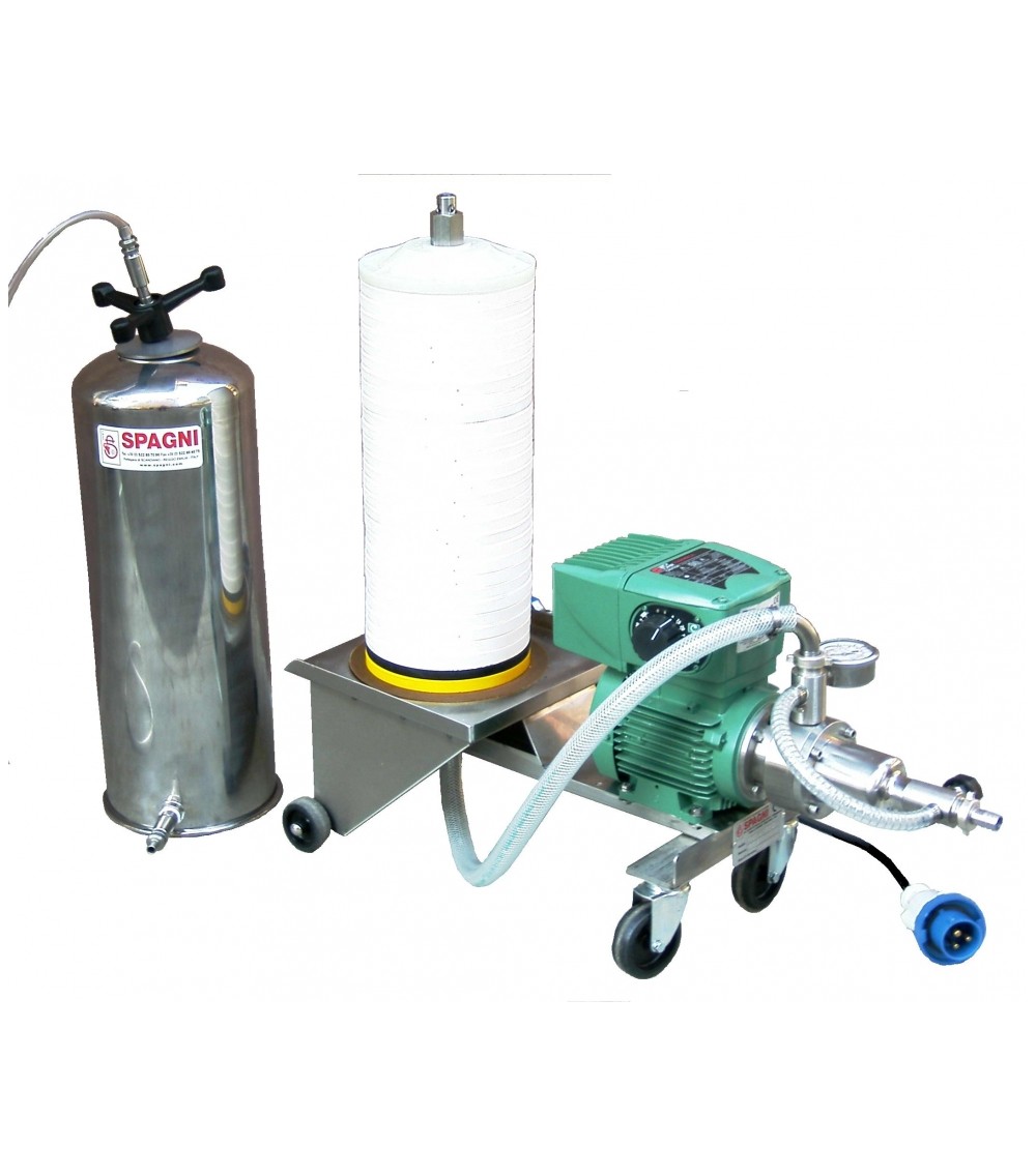 FILTRO A POMPA CON GIRANTE IN GOMMA a CARTONI Rotondi per OLIO EXTRAVERGINE di OLIVA