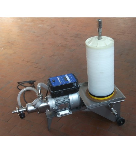 FILTRO A POMPA CON GIRANTE IN GOMMA a CARTONI Rotondi per OLIO EXTRAVERGINE di OLIVA