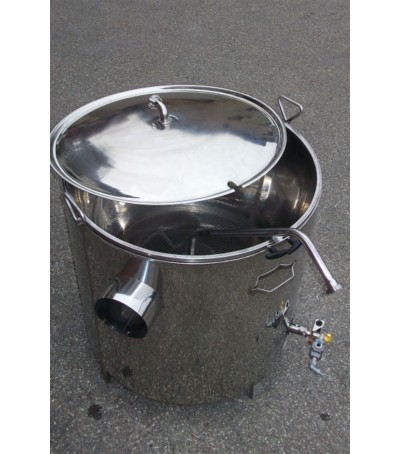 CUOCITORE 115 lt per cottura e filtrazione birra, completo di fornacetta, caldaia bruciatore e griglia.