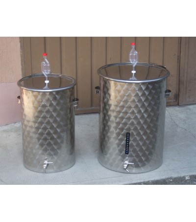Fermentatore per BIRRA acciaio INOX AISI 304 - 25 Lt con fondo piano, chiusura ermetica a fascetta e gorgogliatore