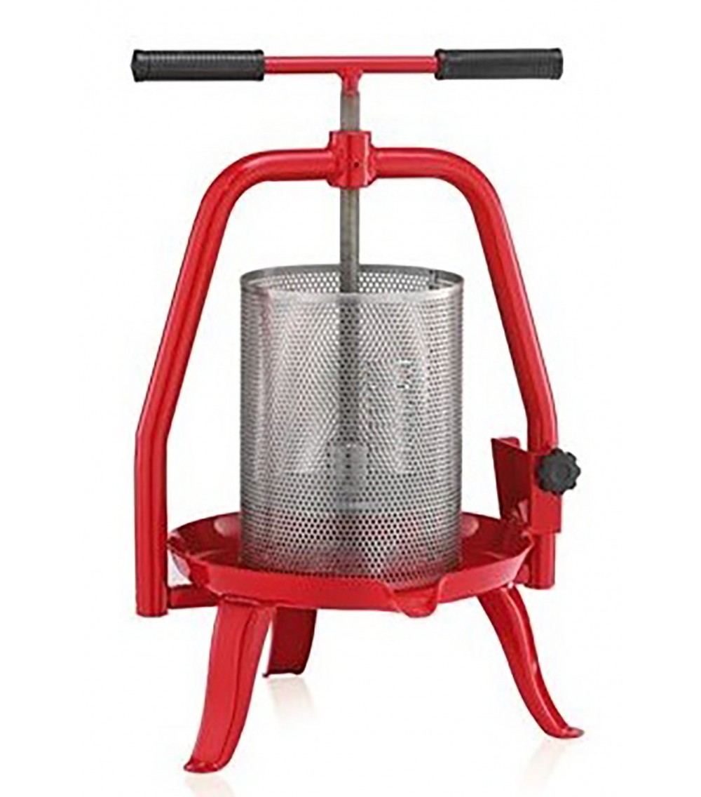 Pressetta telaio inox gabbia fori tondi, pressore in inox lt 19,0 per la pigiatura di frutta e verdura