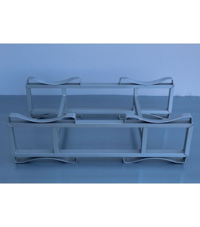 Porta Barriques 2 posti 225 - 300 Lt RIALZATO TRANSPALLET (Alluminio Anodizzato Argento)