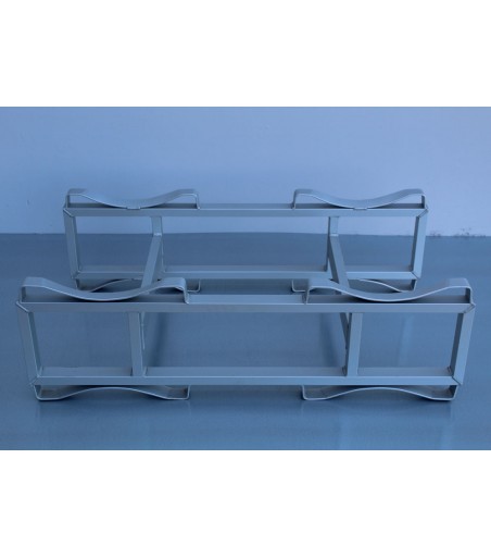 Porta Barriques 2 posti 225 - 300 Lt RIALZATO TRANSPALLET (Alluminio Anodizzato Argento)