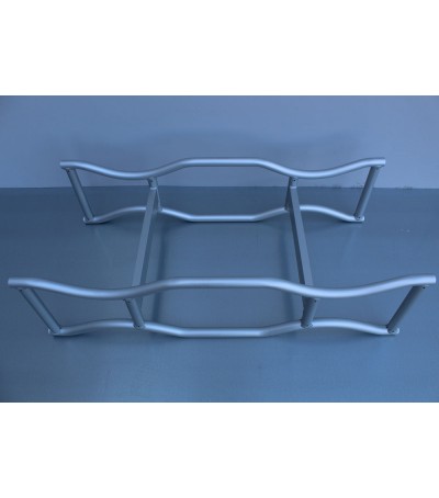 Porta Barriques 2 posti 225 - 300 Lt RIALZATO TRANSPALLET SAGOMATO (Alluminio Anodizzato Argento)