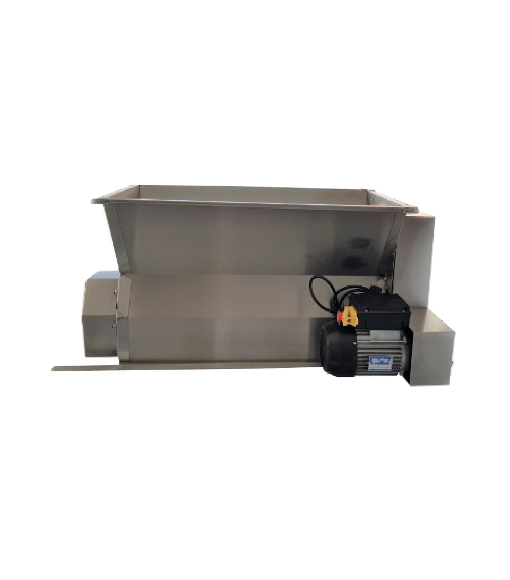 Diraspatrice INOX a motore con tramoggia con coclea di carico 1000-1200 kg/ora Diraspatrice INOX a motore con tramoggia con coclea di carico 1000-1200 kg/ora