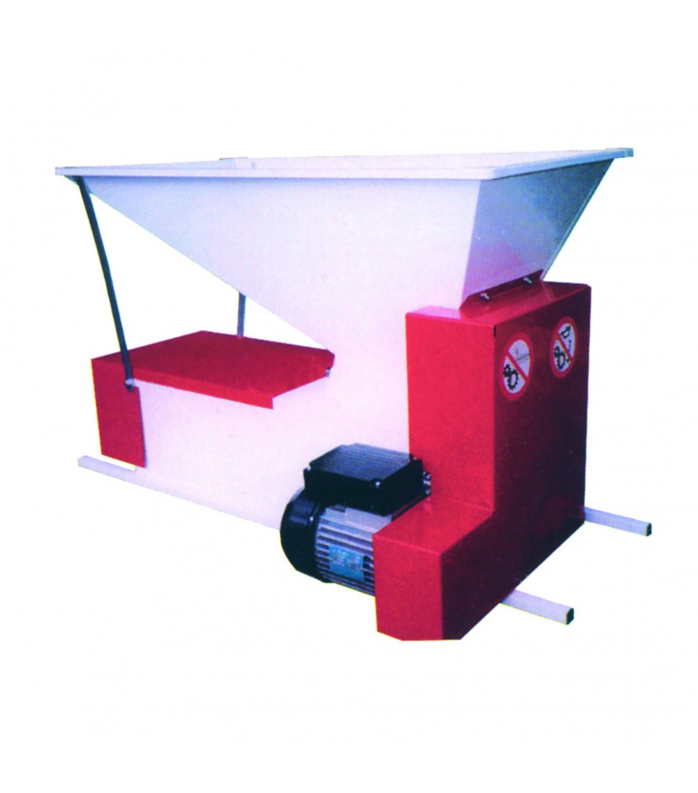 Pigiadiraspatrice a motore a rulli con tramoggia inclinata ed agitatore 1000-1200 Kg/h Pigiadiraspatrice a motore a rulli con tramoggia inclinata ed agitatore 1000-1200 Kg/h