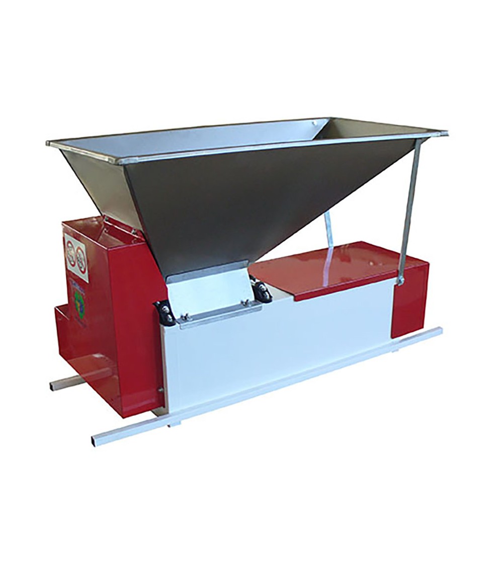 Pigiadiraspatrice a motore a rulli con tramoggia e agitatore Inox 1000-1200 Kg/h Pigiadiraspatrice a motore a rulli con tramoggia e agitatore Inox 1000-1200 Kg/h