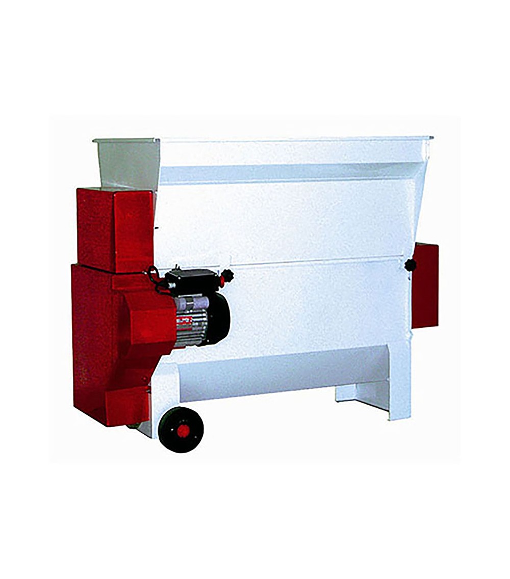 Diraspatrice in lamiera smaltata a motore con rulli in gomma e pompa centrifuga 2000-2300 kg/h