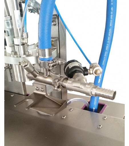 RIEMPITRICE SEMI-MANUALE PER BAG IN BOX completa di compressore silenziato e di pompa