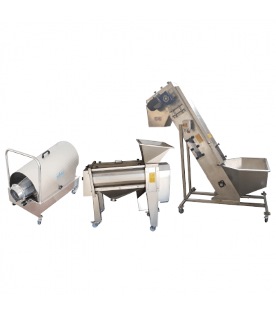 Linea SEMIAUTOMATICA LAVORAZIONE MELE, con capacità 1000 Kg / h.