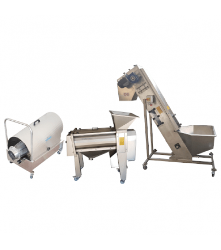 Linea SEMIAUTOMATICA LAVORAZIONE MELE, con capacità 1000 Kg / h.