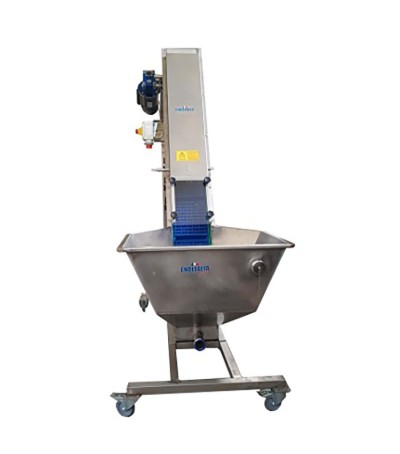 Elevatore inox con vasca di lavaggio, tavolo di selezione e mulino integrati 1000 kg/h