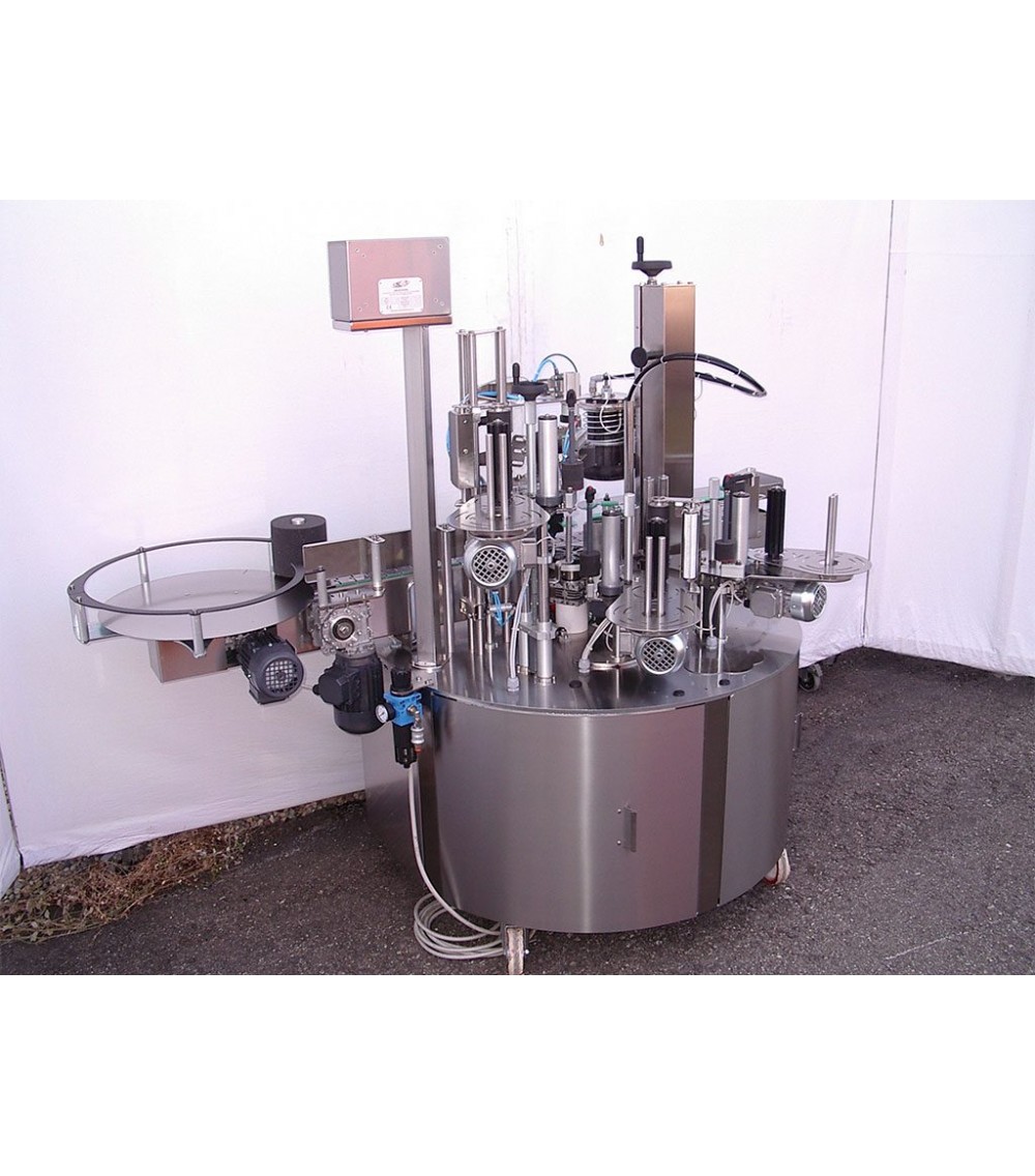 Etichettatrice semiautomatica con piattello per formati cilindrici, conici, quadrati e sagomati Etichettatrice semiautomatica con piattello per formati cilindrici, conici, quadrati e sagomati