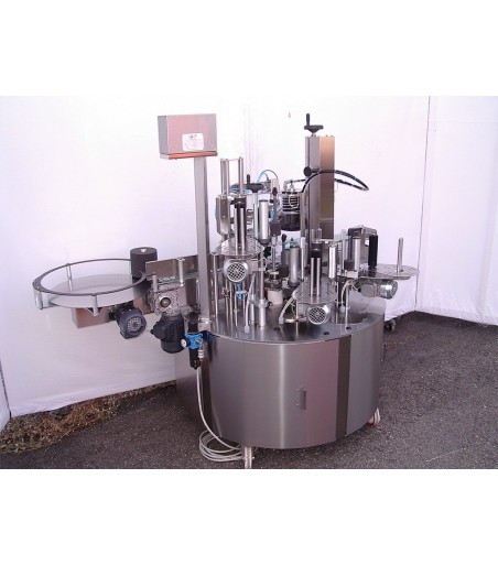 Etichettatrice semiautomatica con piattello per formati cilindrici, conici, quadrati e sagomati