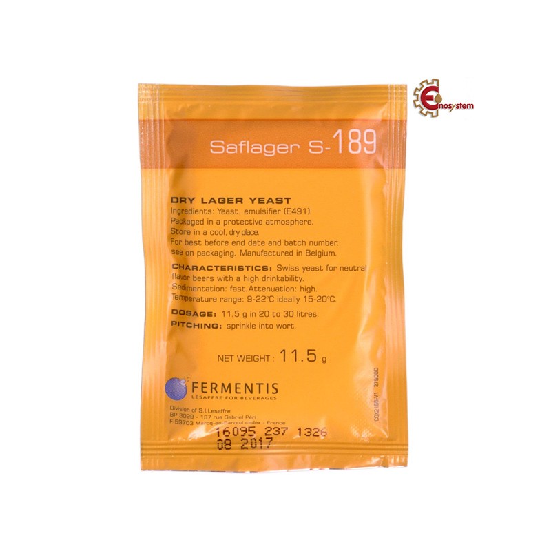 FERMENTIS SAFLAGER S- 189 Lager e Pilsner gr 11 FERMENTIS SAFLAGER S- 189 Lager e Pilsner gr 11