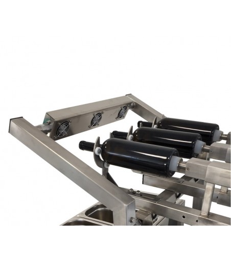 Macchina sigillatrice ceralacca/gommalacca semiautomatica 3 posti Con CARRELLO RAFFREDDAMENTO PNEUMATICO con ugelli aria