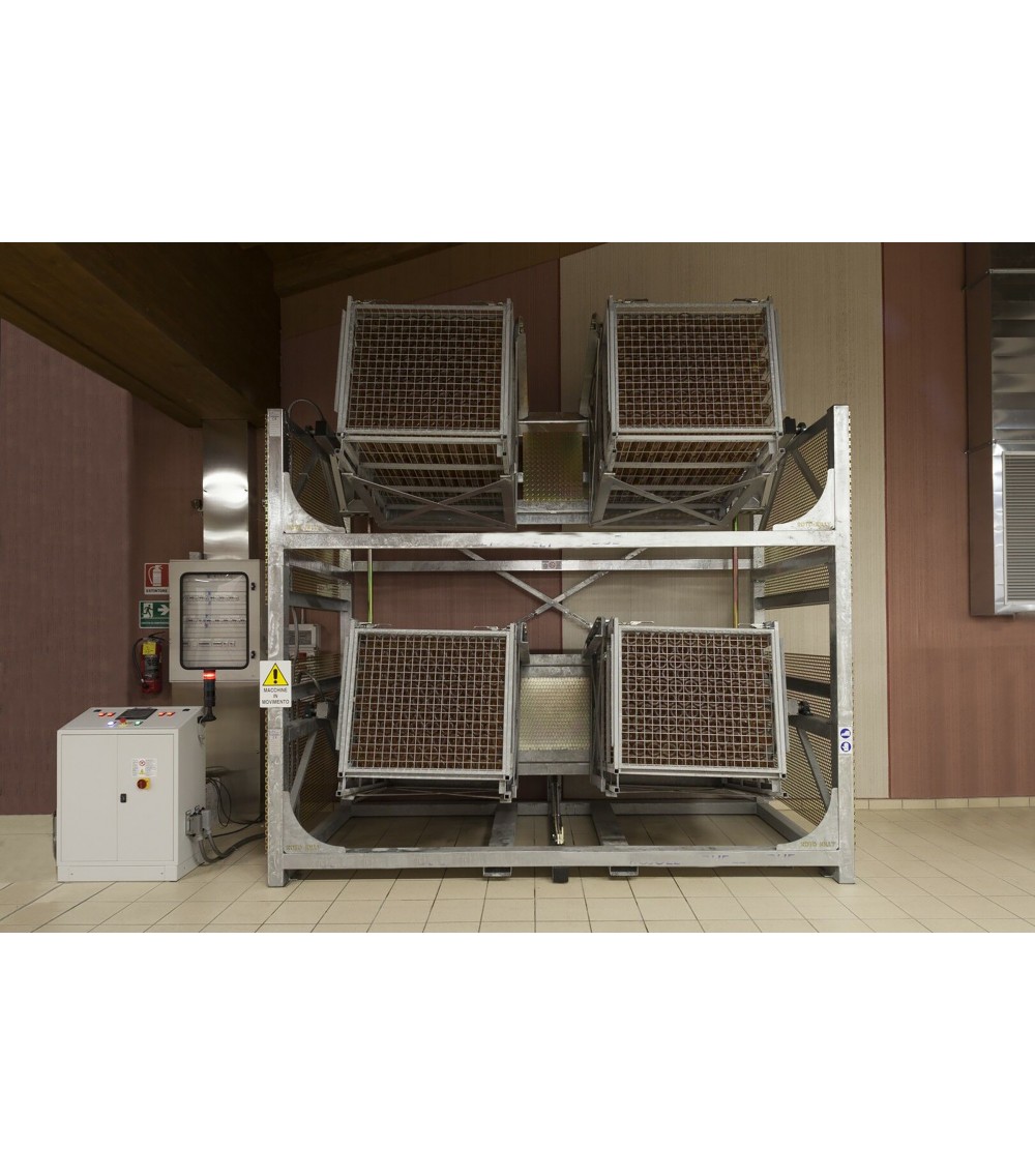 Macchina ruotante per remuage automatico – 120.000 bottiglie/anno, acciaio zincato, PLC touch screen