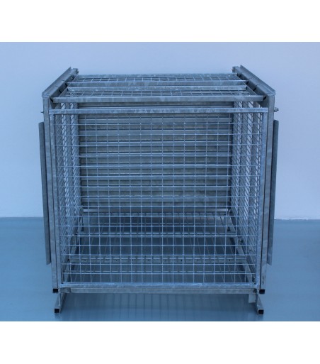 Contenitore sovrapponibile per bottiglie – acciaio zincato a caldo, capacità 504 bottiglie