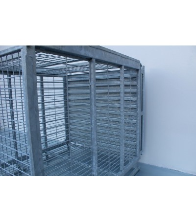 Contenitore sovrapponibile per bottiglie – acciaio zincato a caldo, capacità 504 bottiglie