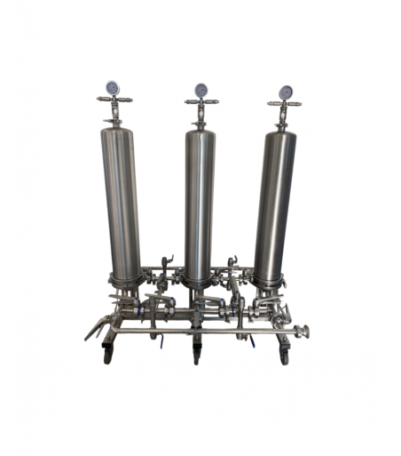 Filtro a tre campane in acciaio inox AISI 304 – Filtrazione e lavaggio in serie o parallelo