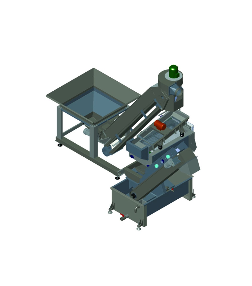 Elevatore a nastro con aspiratore e lavatrice idrolava con nastro