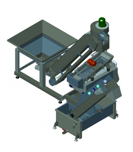 Elevatore a nastro con aspiratore e lavatrice idrolava con nastro