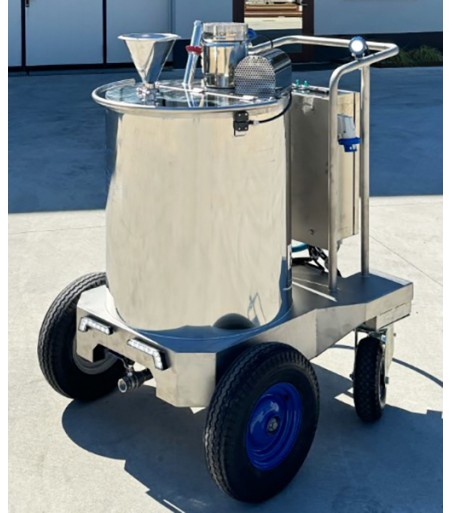 Carrello di distribuzione latte per vitelli con PASTORIZZATORE 250 litri con Carrello e PLC programmabile