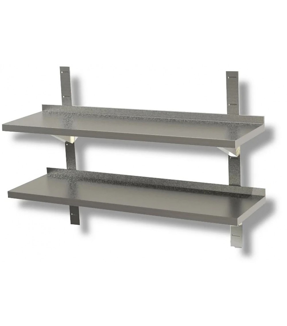 Doppia Mensola a Parete in Acciaio Inox (Dimensioni Personalizzabili)