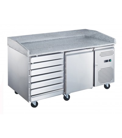 Banco Pizza 1 Porta 7 Cassetti Inox | Refrigerazione Tropicalizzata Basso