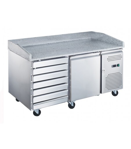 Banco Pizza 1 Porta 7 Cassetti Inox | Refrigerazione Tropicalizzata Basso