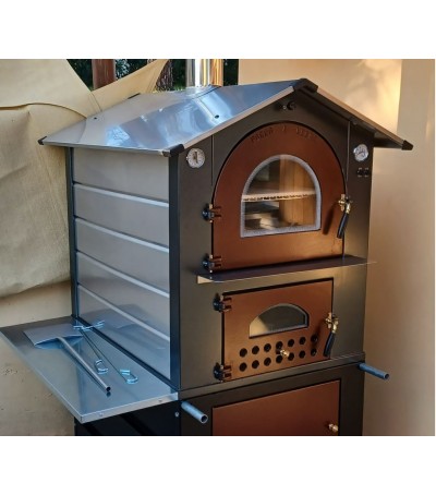 Forno a legna a fuoco indiretto da esterno camera di cottura cm 51x90