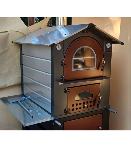 Forno a legna a fuoco indiretto da esterno camera di cottura cm 51x90