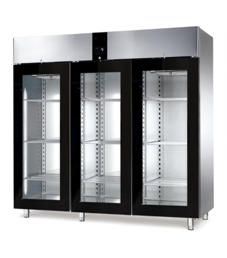 Armadio Frigo Inox 3 Ante Vetro 2300L Ventilato +2/+10°C