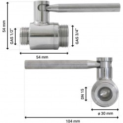 Valvola a sfera inox 1/2" x 3/4" M/M