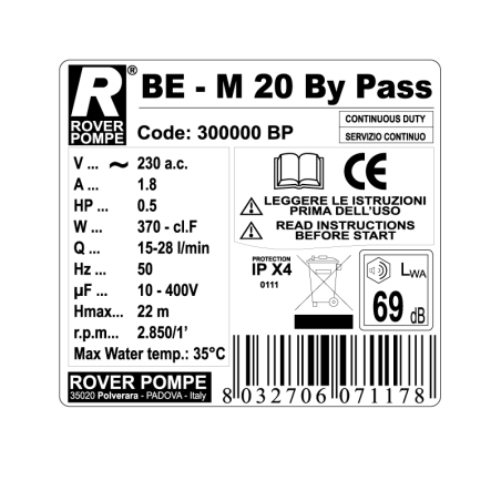 Elettropompa Rover 20 ByPass bisenso