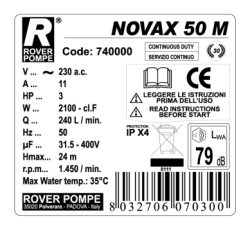 Elettropompa M 50 Novax Rover