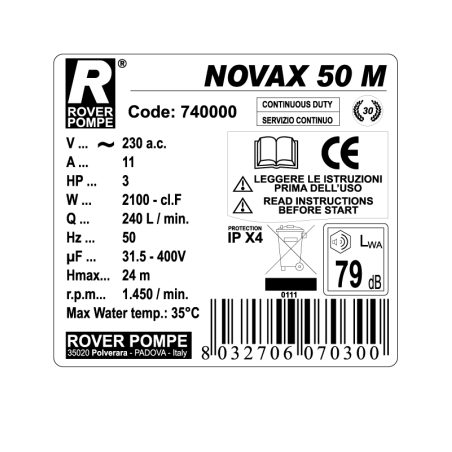 Elettropompa M 50 Novax Rover