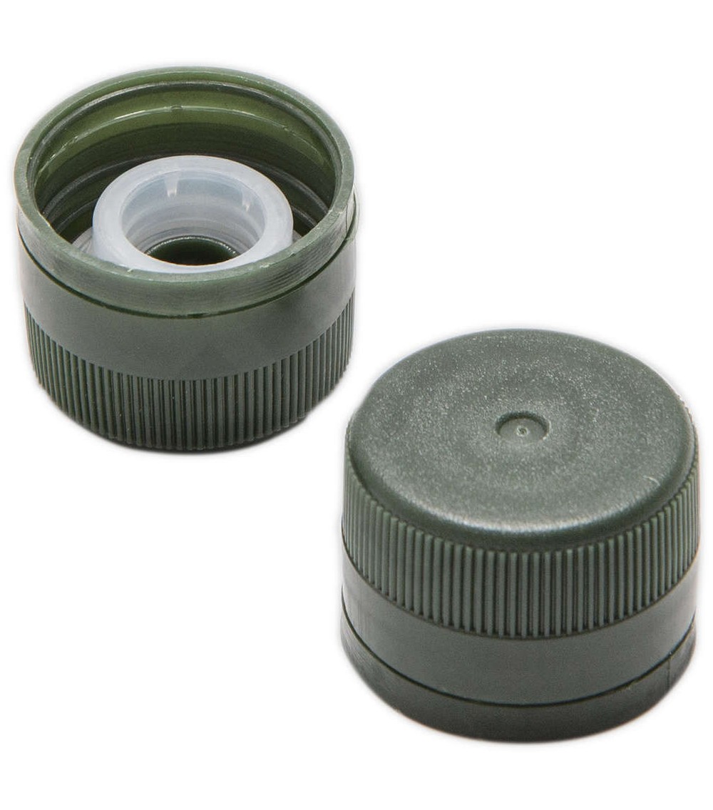 Tappo a vite in plastica con salvagoccia verde ⌀31,5 (100 pz)