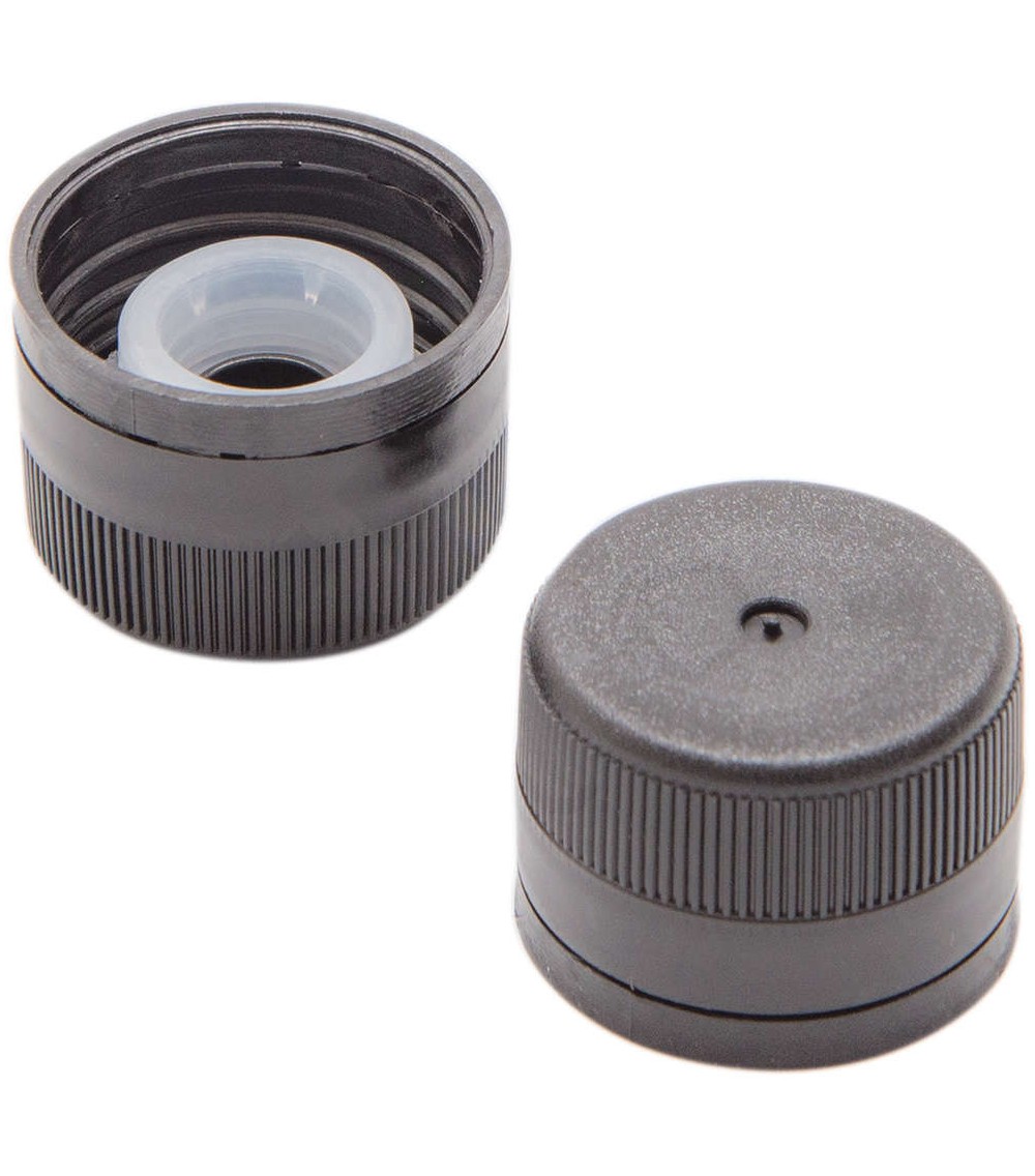 Tappo a vite in plastica con salvagoccia nero ⌀31,5 (100 pz)