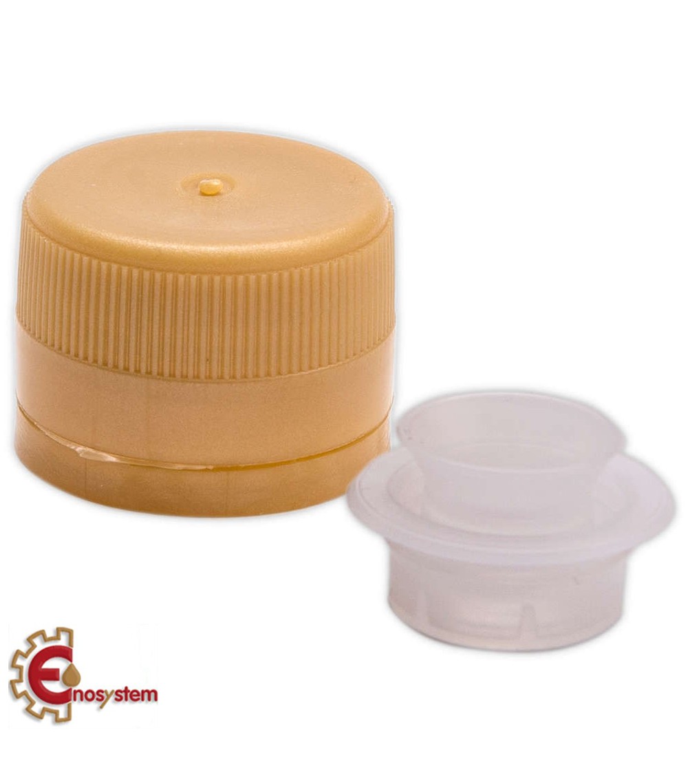 Tappo a vite in plastica con salvagoccia dorato ⌀31,5 (100 pz)