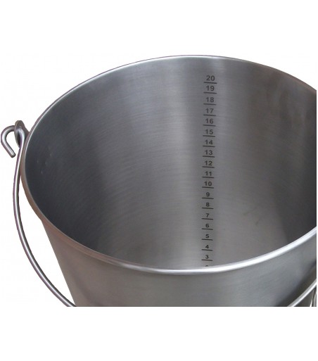 Secchio 12 Lt acciaio inox fondo liscio con manici, graduato, beccuccio leggero