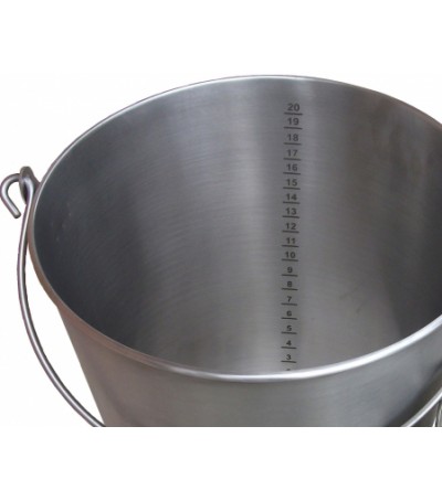 Secchio 15 Lt acciaio inox fondo liscio con manici, graduato, beccuccio leggero