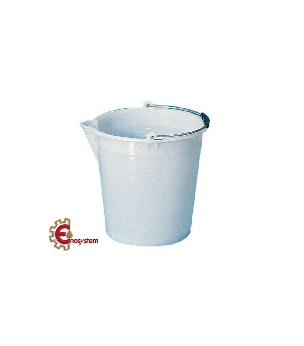 Secchio 12 Lt plastica bianco con maniglia, graduato, beccuccio