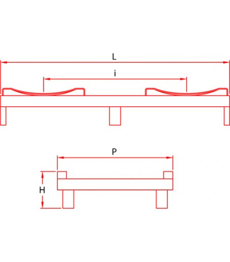 Porta Barriques 2 posti 225 - 300 Lt CON PIEDINI (Alluminio Anodizzato Argento)
