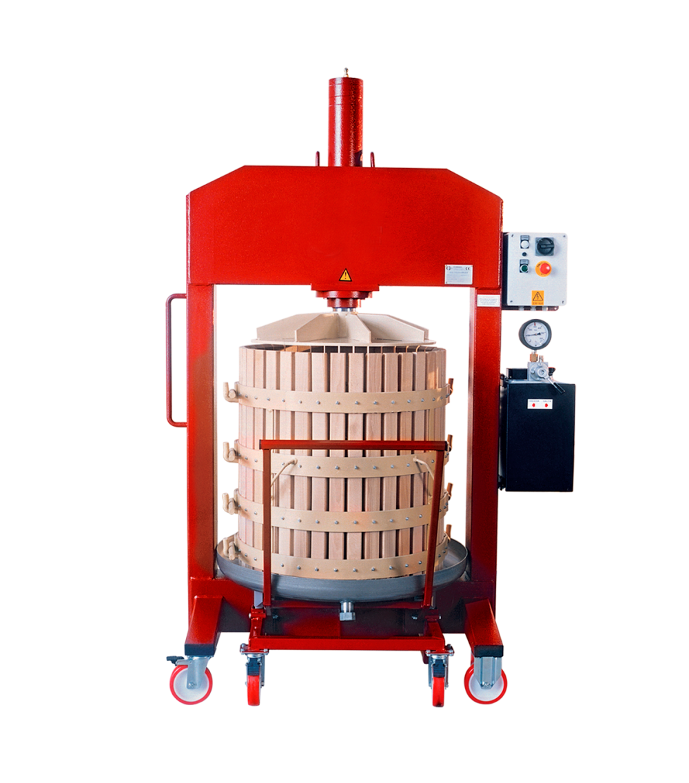 Pressa verticale su ruote due carrelli e due gabbie CAPACITÀ GABBIA 3 hl Pressa verticale su ruote due carrelli e due gabbie CAPACITÀ GABBIA 3 hl