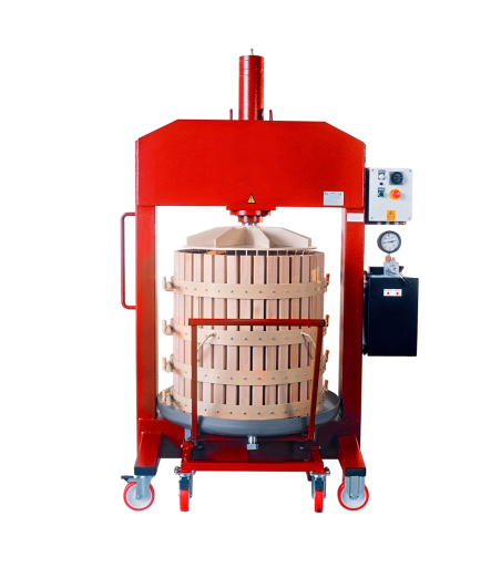 Pressa verticale su ruote due carrelli e due gabbie CAPACITÀ GABBIA 3 hl